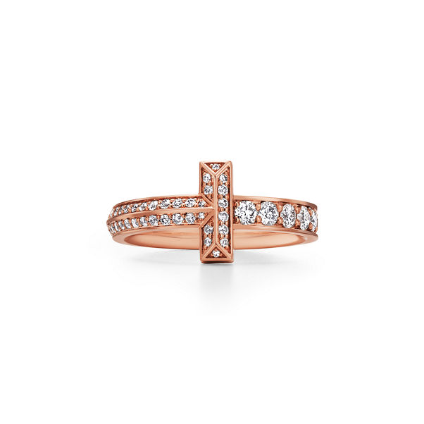 Tiffany T:T1 Narrow Ring in Rose Gold with Diamonds