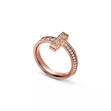 Tiffany T:T One schmaler Ring in Ros&eacute;gold mit Diamanten, 3