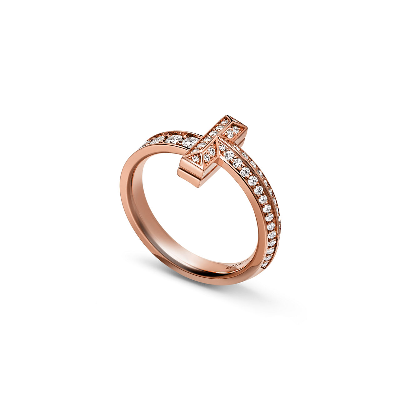 Tiffany T:T1 Narrow Ring in Rose Gold with Diamonds image number 3