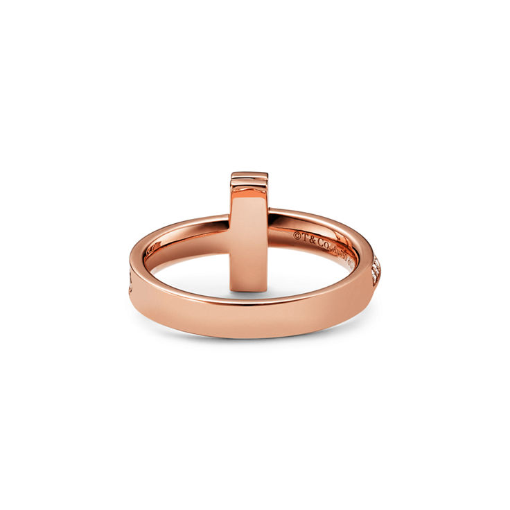 Tiffany T:T1 Narrow Ring in Rose Gold with Diamonds image number 4