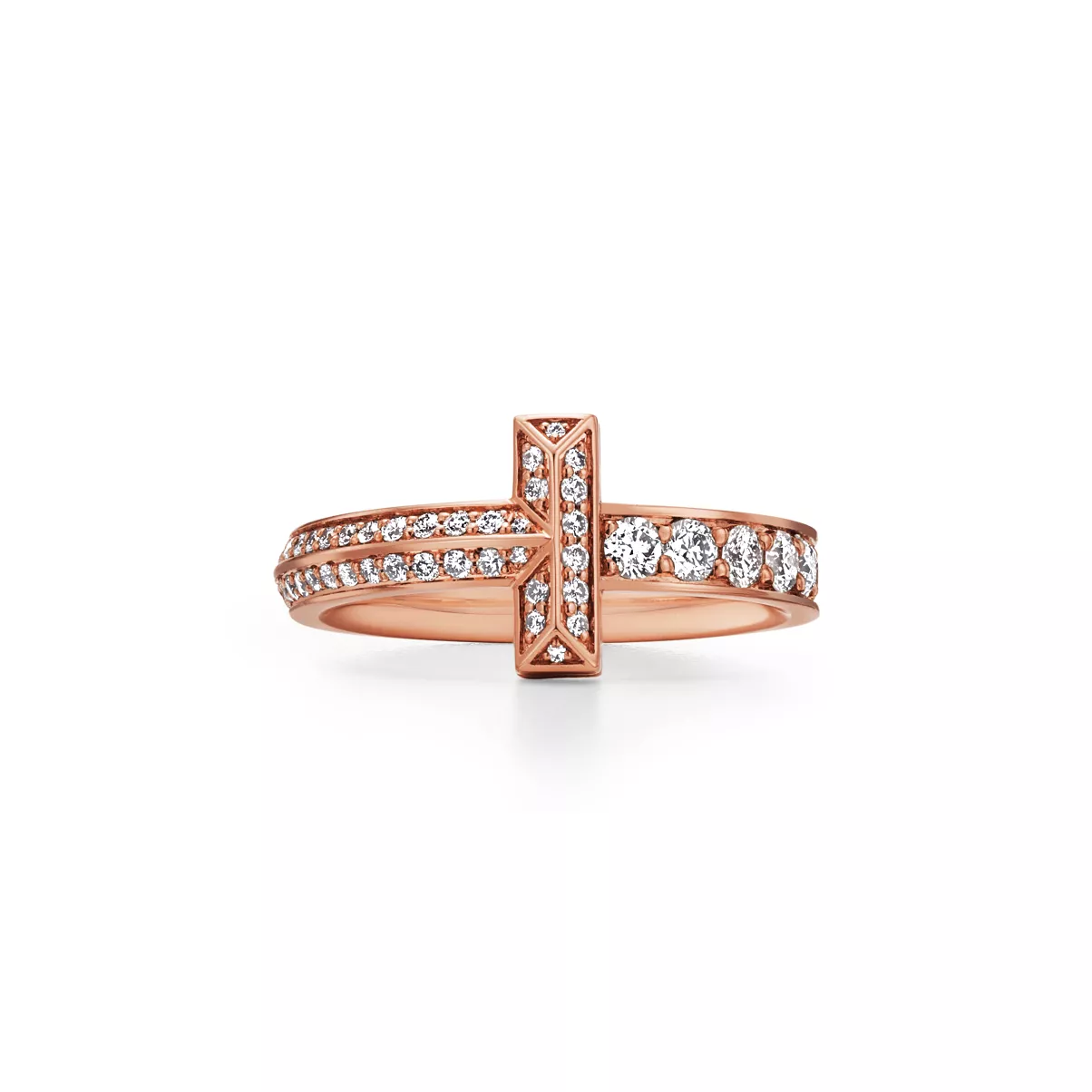 T1 Narrow Ring in Rose Gold with Diamonds