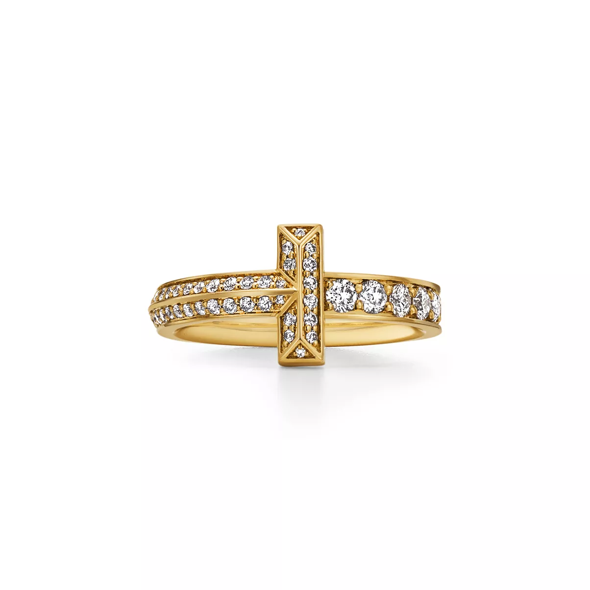 Anello T1 in oro giallo con diamanti