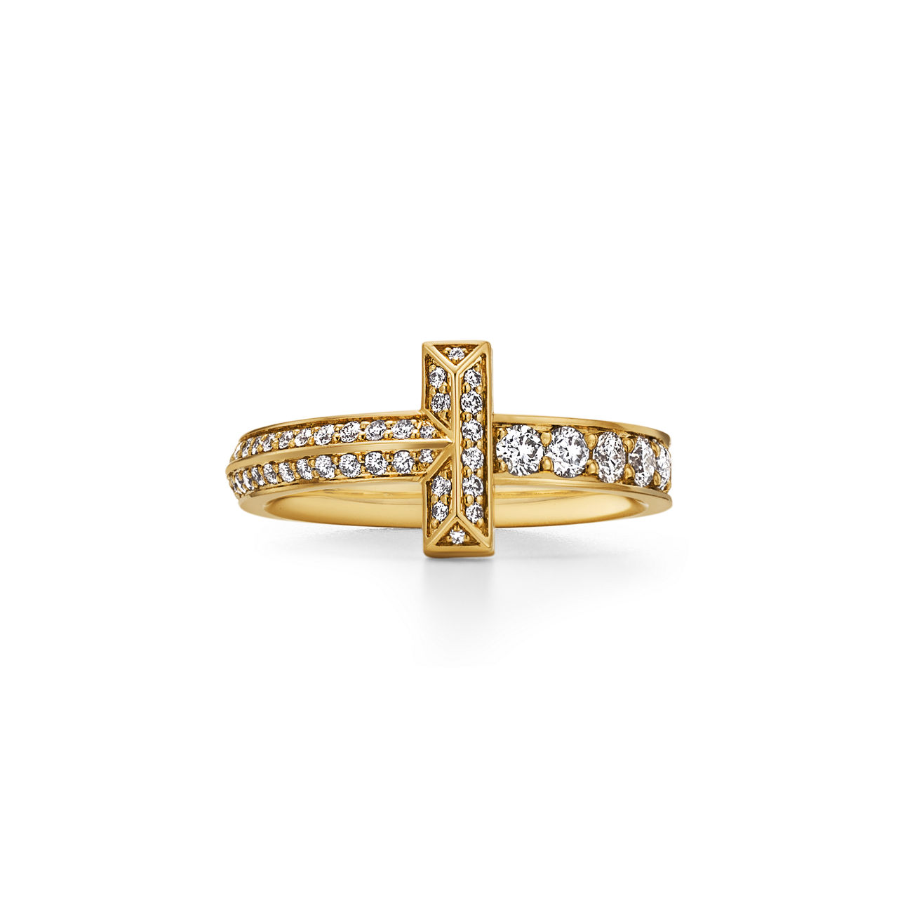 T1 Anillo estrecho de oro amarillo con diamantes