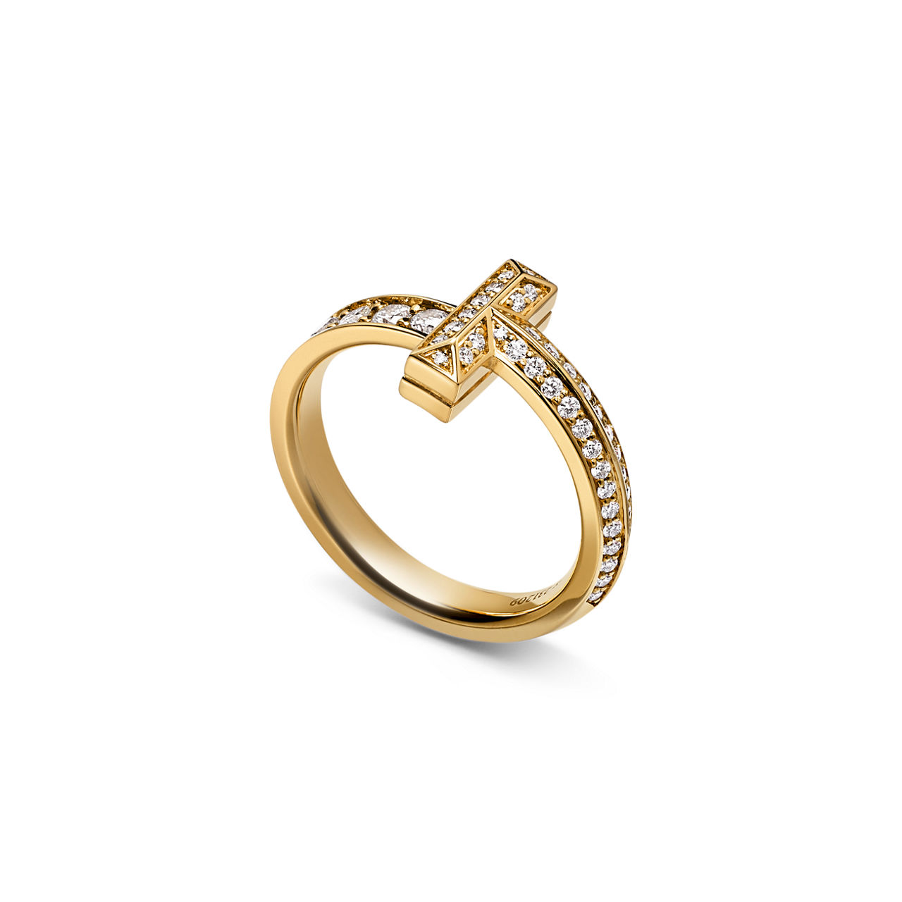 Tiffany T:T1 Narrow Ring in Yellow Gold with Diamonds image number 3