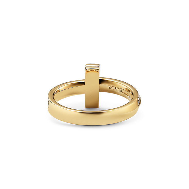 Tiffany T:T1 Narrow Ring in Yellow Gold with Diamonds image number 4