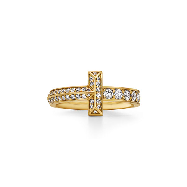 Tiffany T:T One schmaler Ring in Gelbgold mit Diamanten