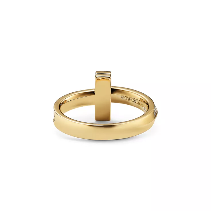 Tiffany T:T1 Narrow Ring in Yellow Gold with Diamonds, 4