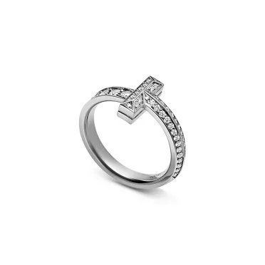 Tiffany T:T1 Narrow Ring in White Gold with Diamonds, 3