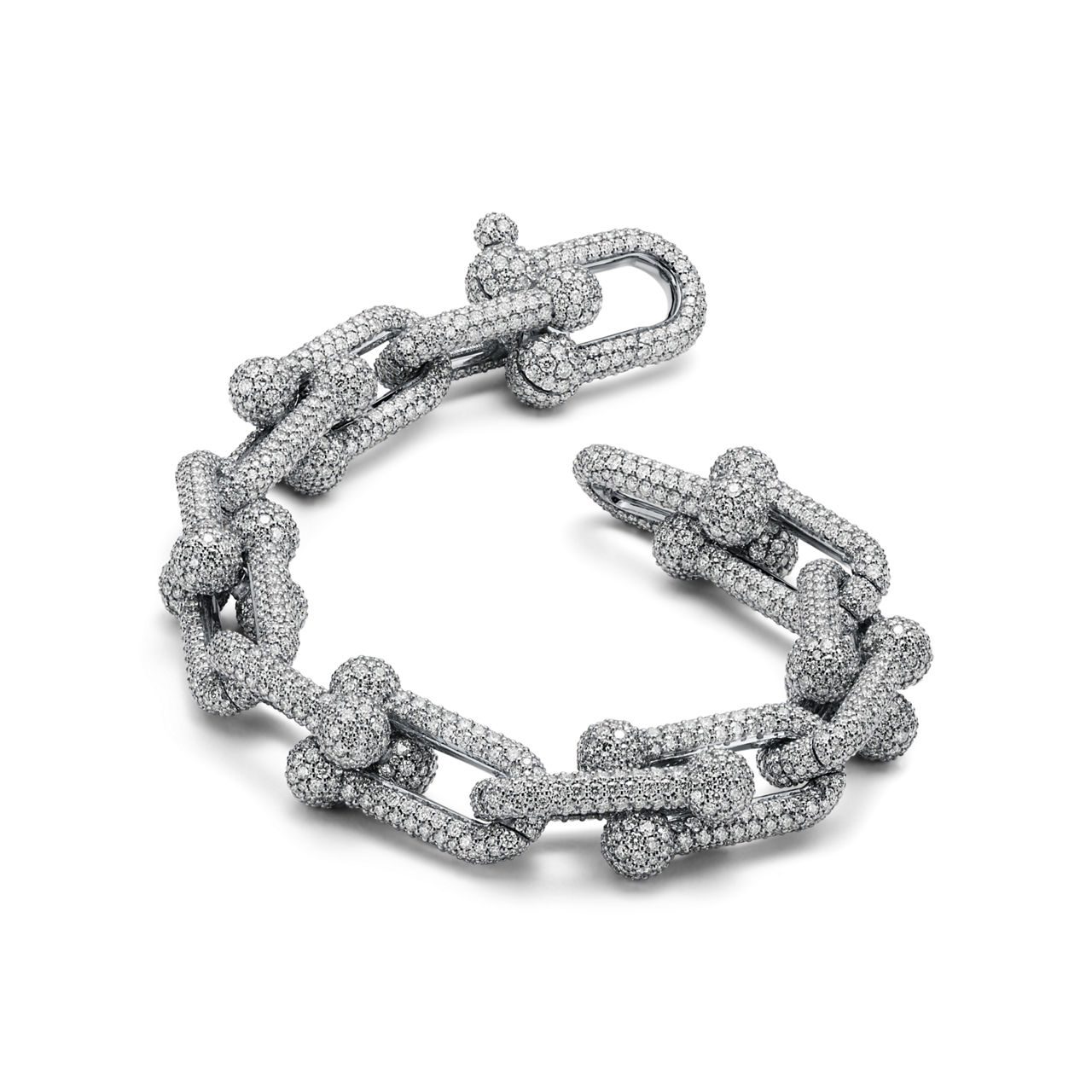 Tiffany HardWear:Large Link Bracelet in White Gold with Pavé Diamonds image number 2