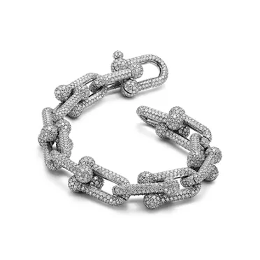 Tiffany HardWear:Large Link Bracelet in White Gold with Pavé Diamonds, 2