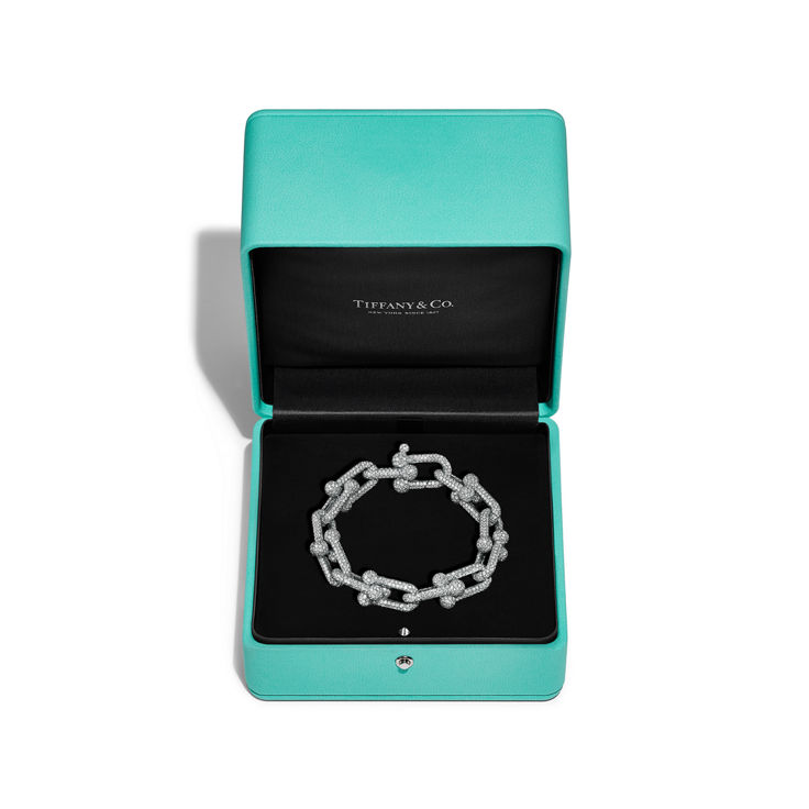 Tiffany HardWear:Large Link Bracelet in White Gold with Pavé Diamonds image number 4