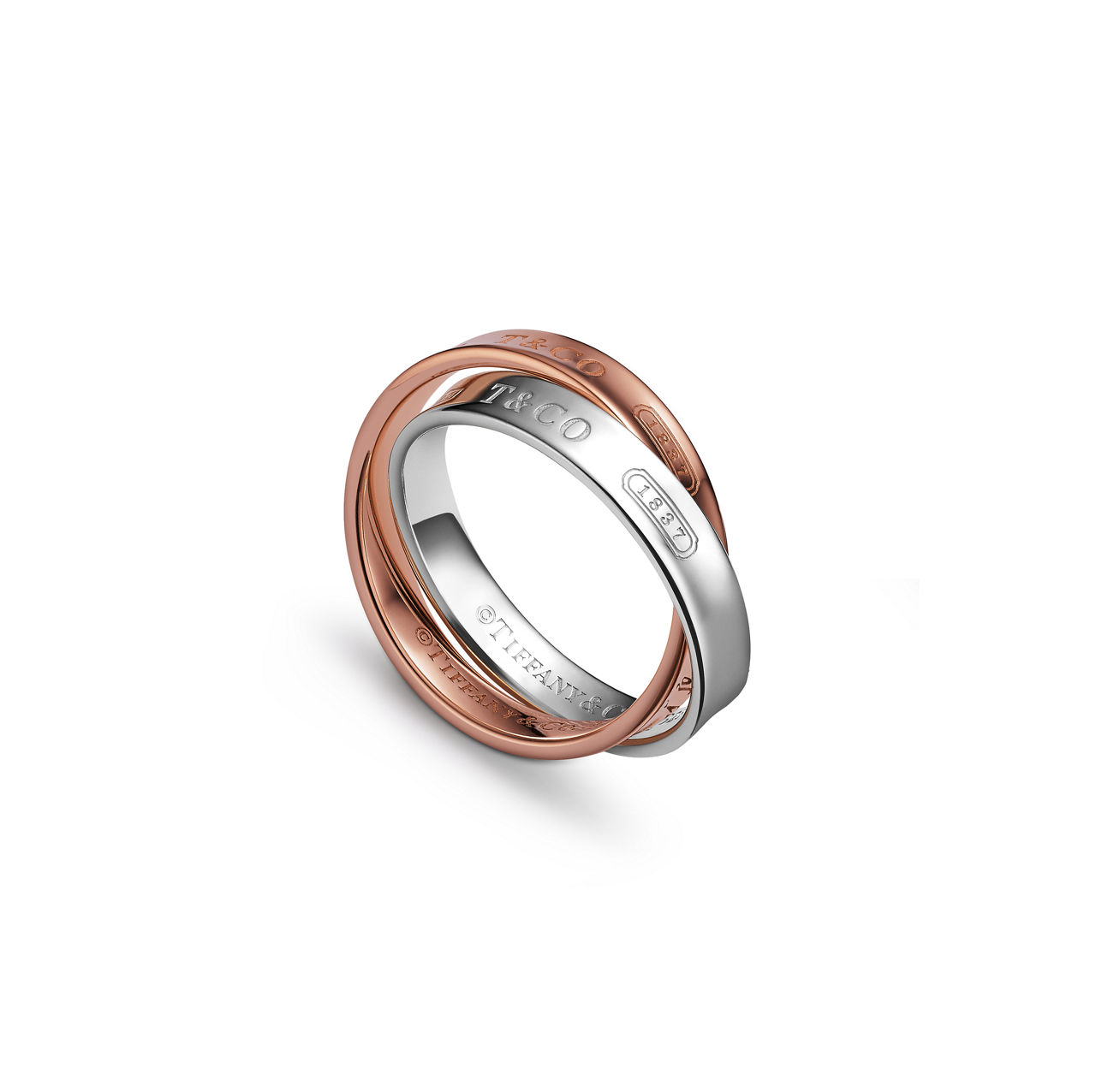 Tiffany 1837®:Interlocking Circles Ring in Rose Gold and Sterling Silver image number 3