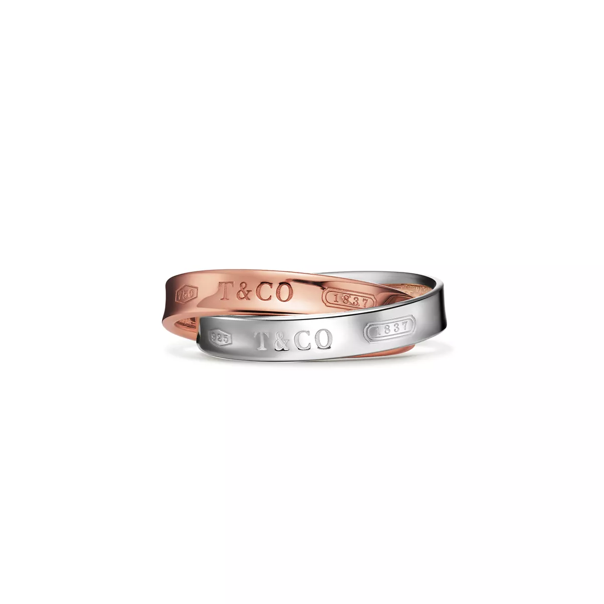 Interlocking Circles Ring in Rose Gold and Sterling Silver