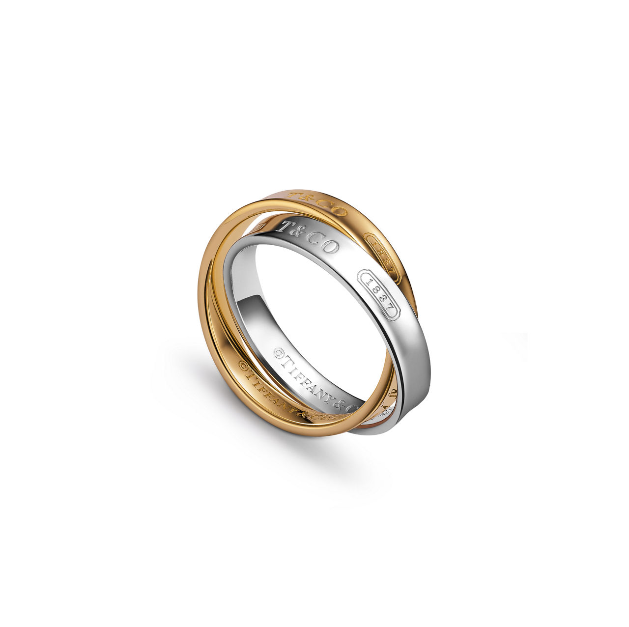 Tiffany 1837®:Interlocking Circles Ring in Yellow Gold and Sterling Silver image number 3