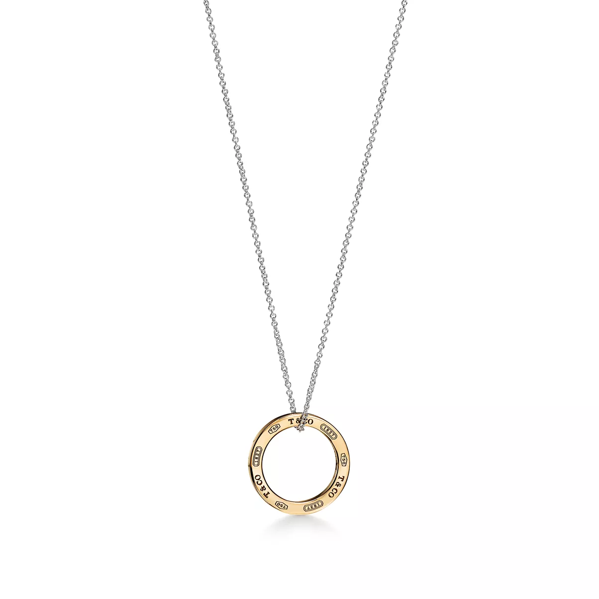 Pendente Circle in argento e oro giallo