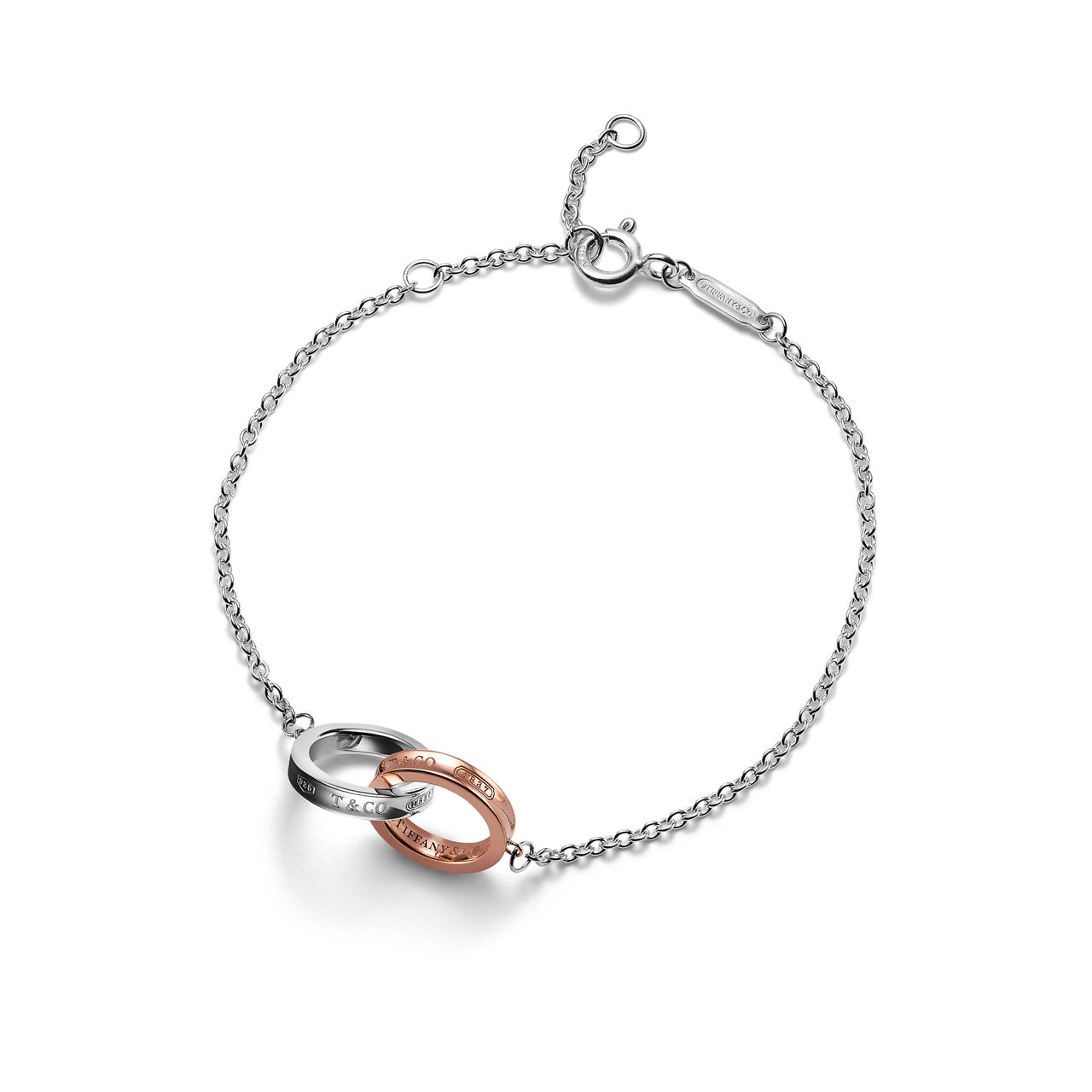 Tiffany 1837®:Interlocking Circles Chain Bracelet in Sterling Silver and Rose Gold image number 0