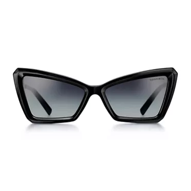 Tiffany Eyewear: Sunglasses in Black Acetate with Gray Lenses, 2