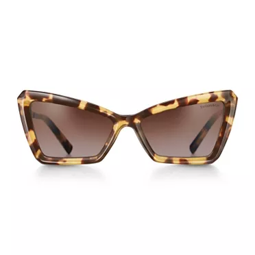 Tiffany Eyewear: Sunglasses in Yellow Tortoise Acetate with Brown Lenses, 2