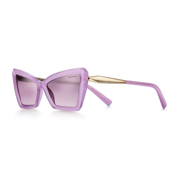 Tiffany:  Sonnenbrille aus fuchsiafarbigem Opal-Acetat mit rosa Gläsern