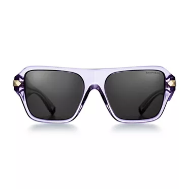 T&CO®:Gafas de sol en acetato violeta con cristales de color gris oscuro, 2