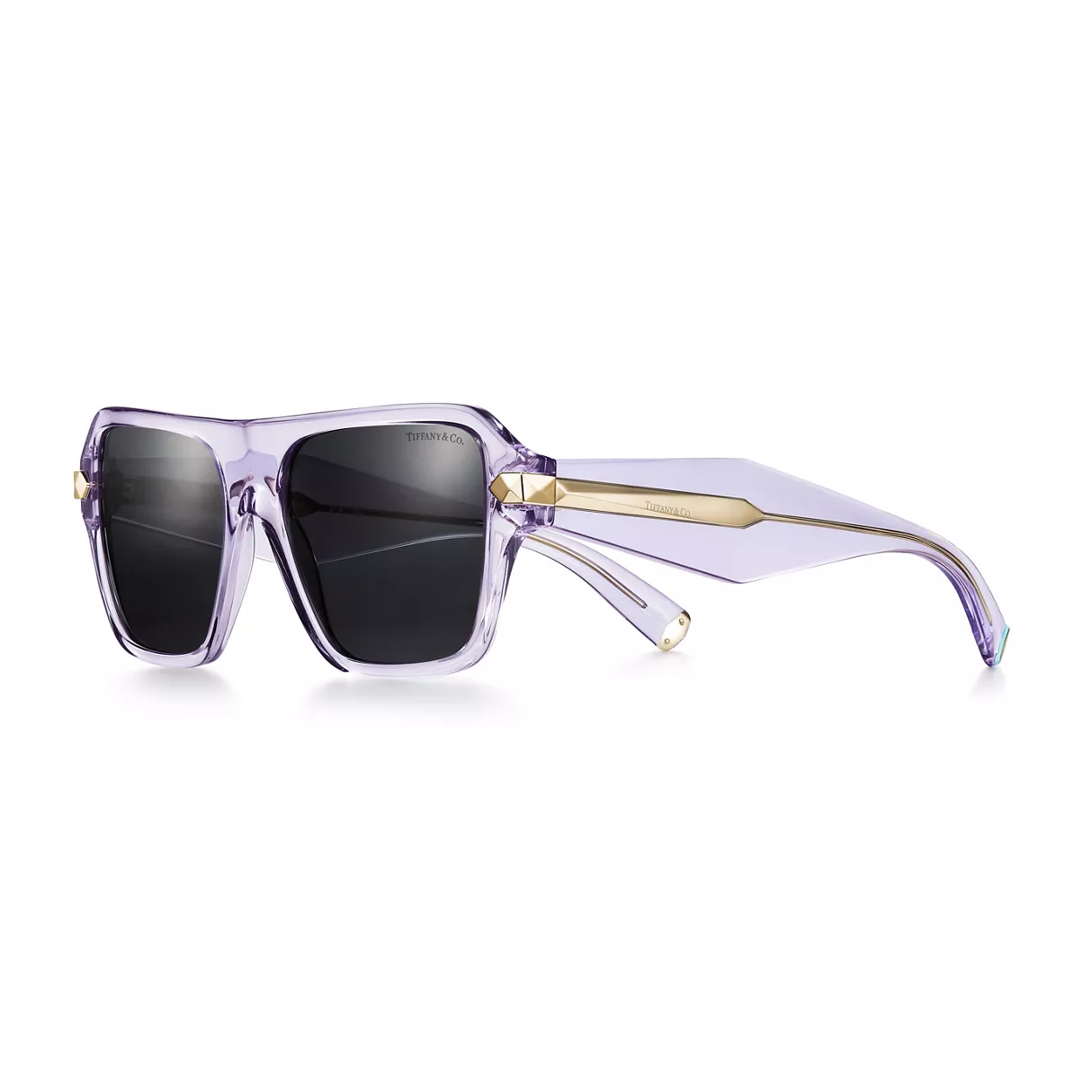   Sonnenbrille aus violettem Acetat mit dunkelgrauen Gl&auml;sern