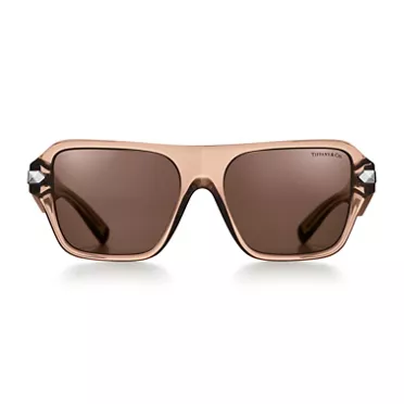 Tiffany: Sonnenbrille aus champagnerfarbenem Acetat mit hellbraunen Gl&auml;sern, 2