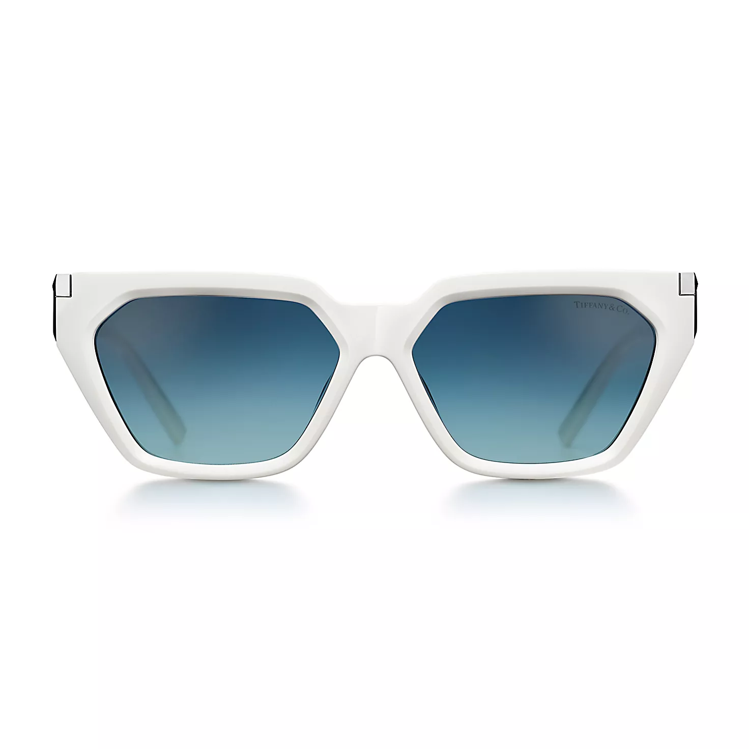 Tiffany T:선글라스, 화이트 아세테이트에 티파니 블루 그래디언트 렌즈 세팅 이미지 번호 2