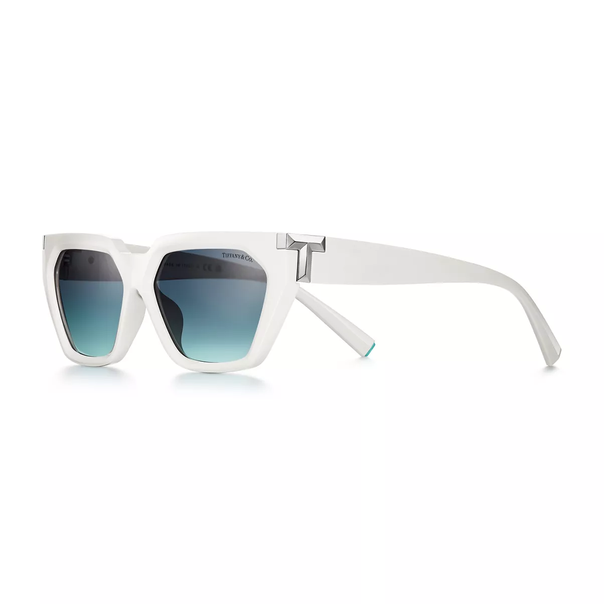 Sunglasses in White Acetate with Tiffany Blue&reg; Gradient Lenses