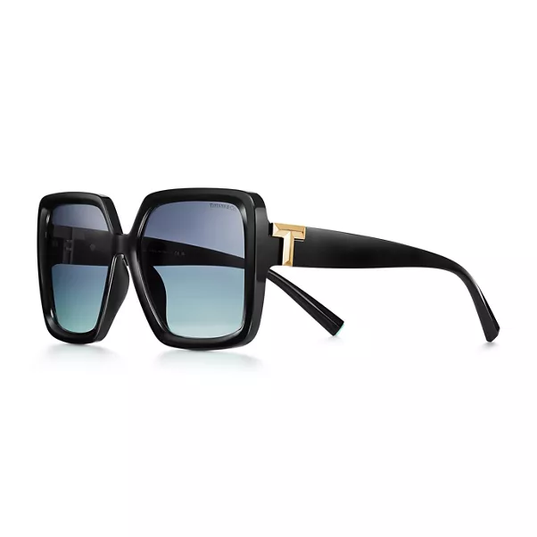 Sunglasses in Black Acetate with Tiffany Blue® Lenses