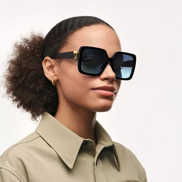 Sunglasses in Black Acetate with Tiffany Blue® Lenses