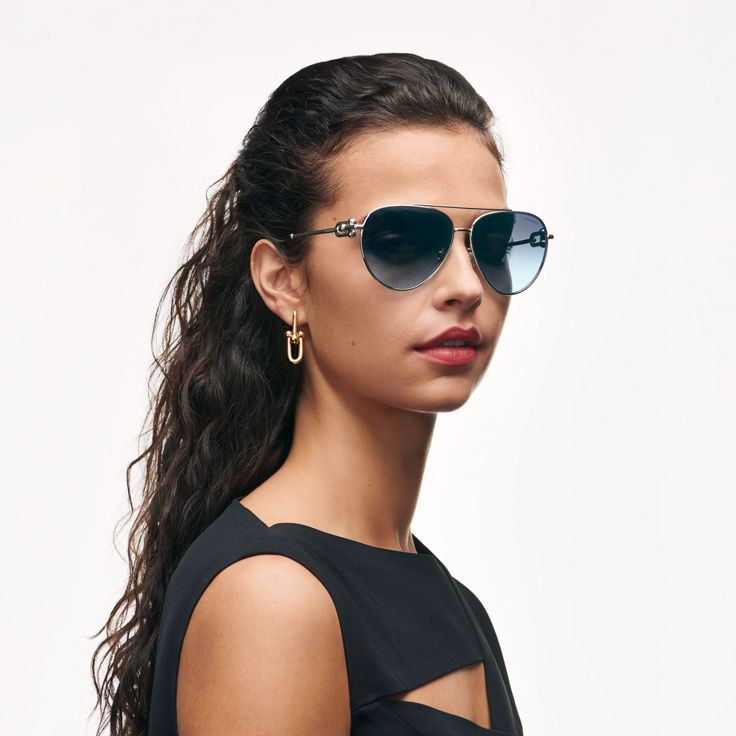 Tiffany HardWear:Sunglasses in Silver-colored Metal image number 1
