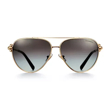 Tiffany HardWear:Gafas de sol en metal dorado con cristales grises, 2