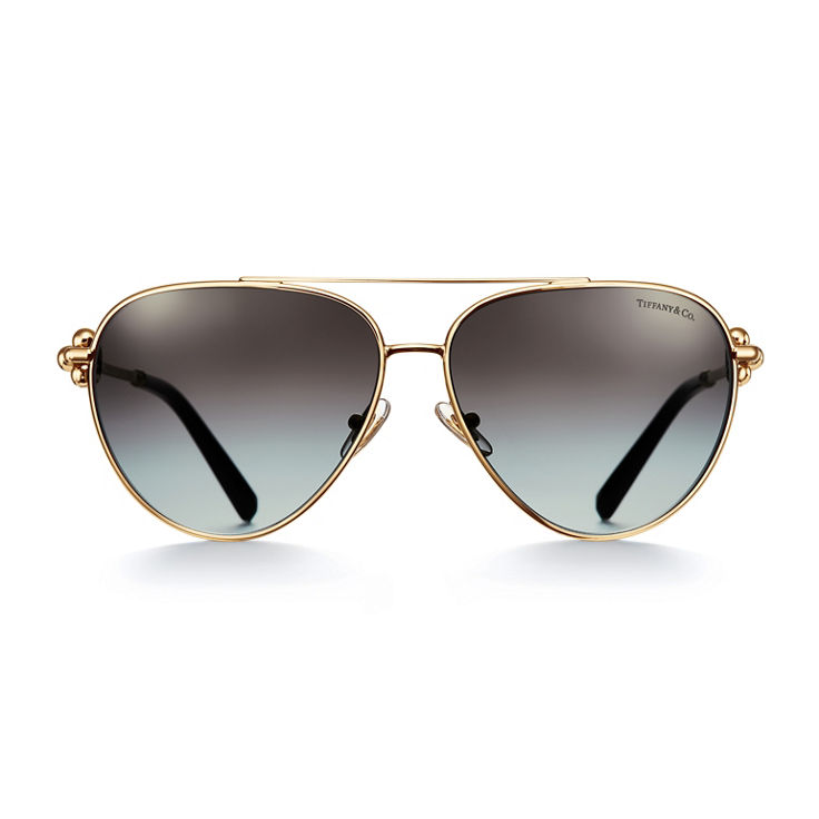 Tiffany HardWear:Gafas de sol en metal dorado con cristales grises imagen número 2