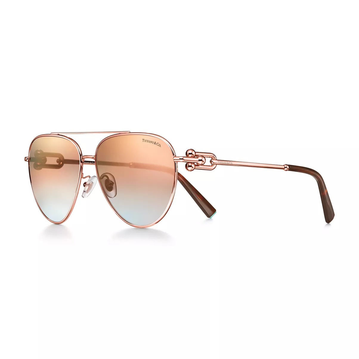 Sunglasses in Rose Gold-colored Metal with Pink Lenses