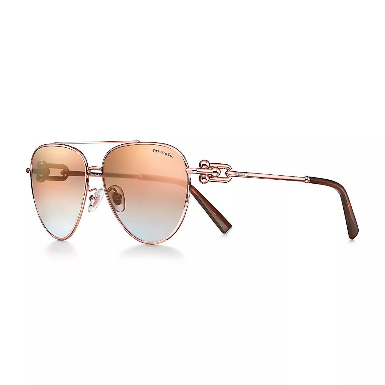 Tiffany HardWear:선글라스, 로즈 골드 컬러 메탈, 핑크 렌즈 세팅 이미지 번호 0