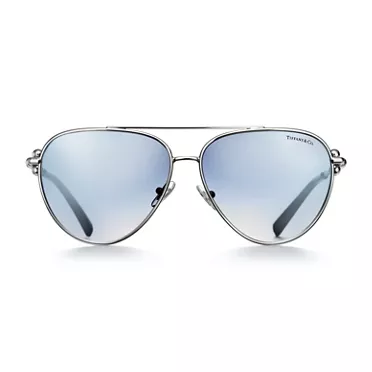 Tiffany HardWear:Sunglasses in Silver-colored Metal with Dark Blue Lenses, 2