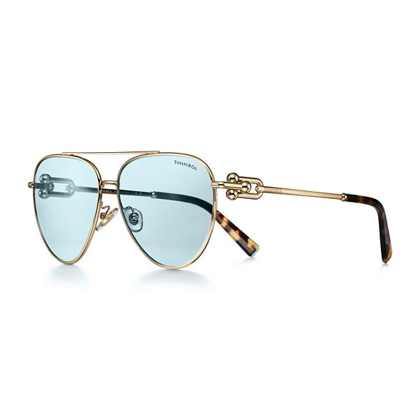 Tiffany HardWear:Sonnenbrille aus blassgoldfarbenem Metall