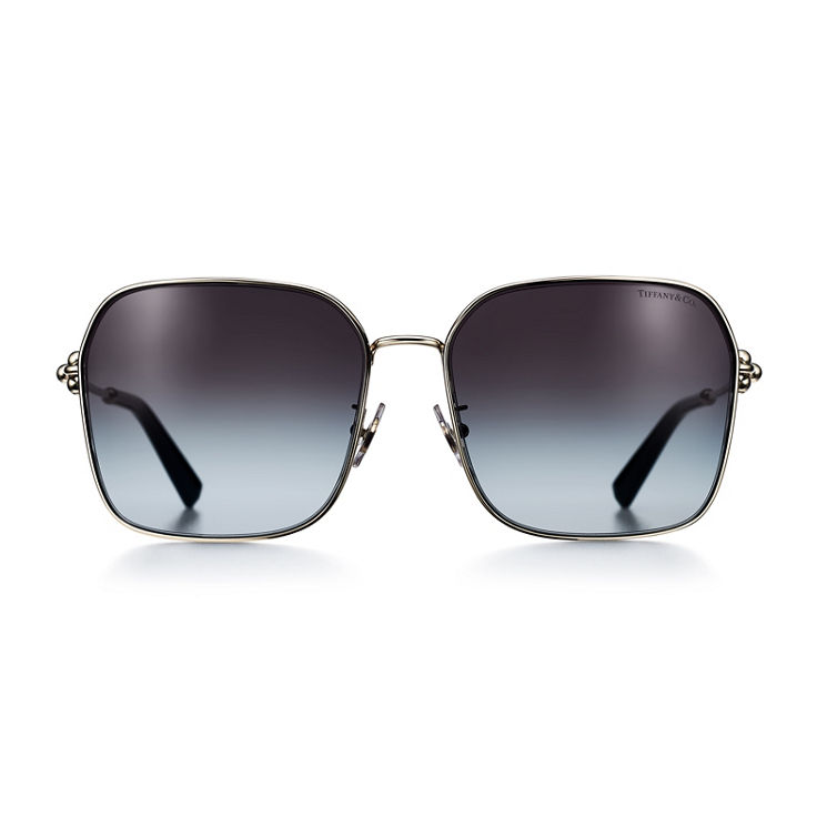 Tiffany HardWear:Sonnenbrille aus blassgoldfarbenem Metall mit grauen Gläsern Bildnummer 2