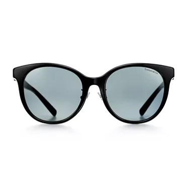 Tiffany T:Sunglasses in Black on Tiffany Blue&reg; Acetate with Dark Gray Lenses, 2