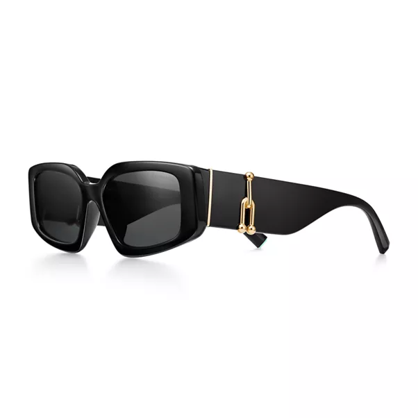 Occhiali da sole in acetato nero con lenti grigio scuro
