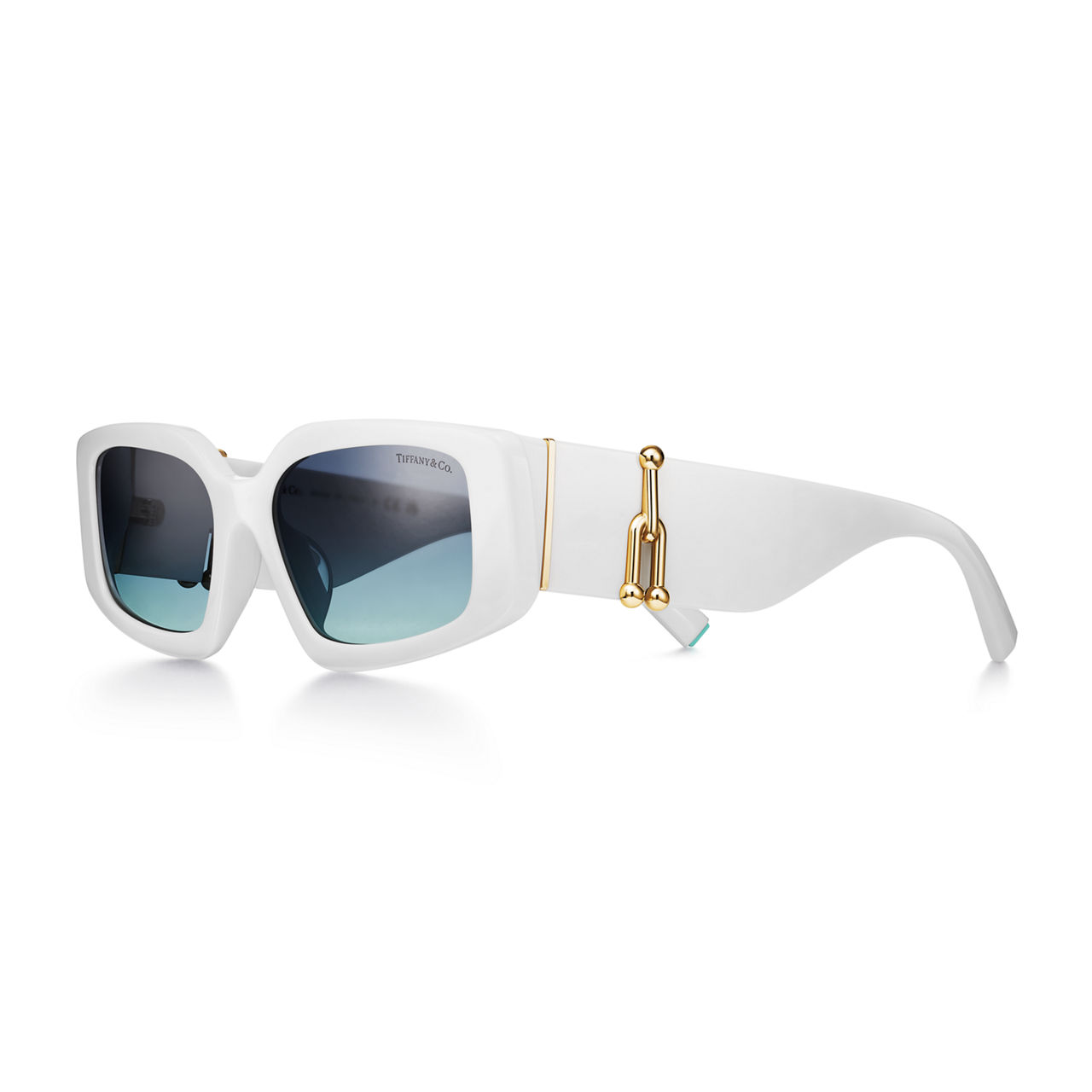 Tiffany HardWear:Sunglasses in White Acetate with Azure Gradient Blue Lenses image number 0