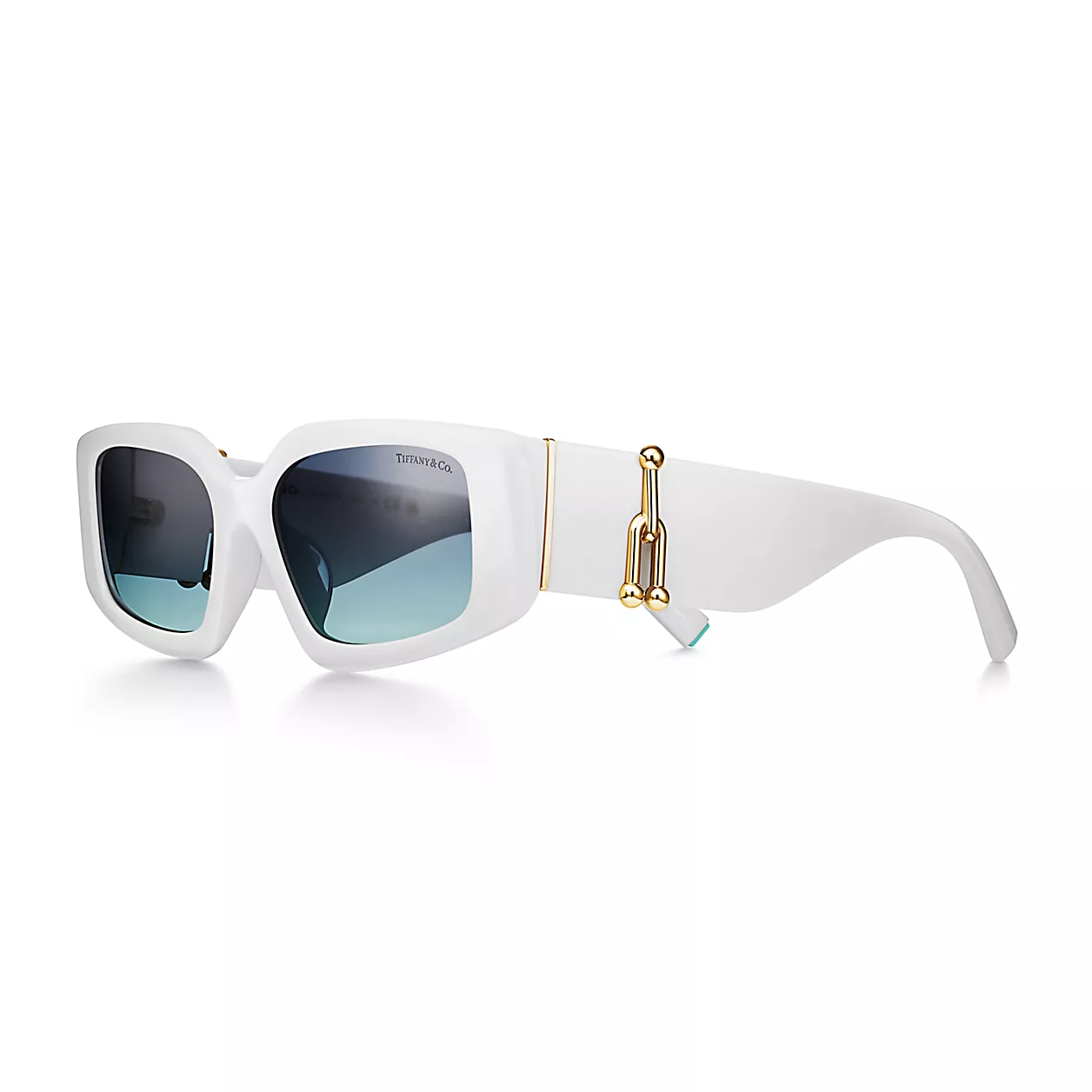 Tiffany HardWear:선글라스, 화이트 아세테이트, 아쥬레 그래디언트 블루 렌즈 세팅 이미지 번호 0