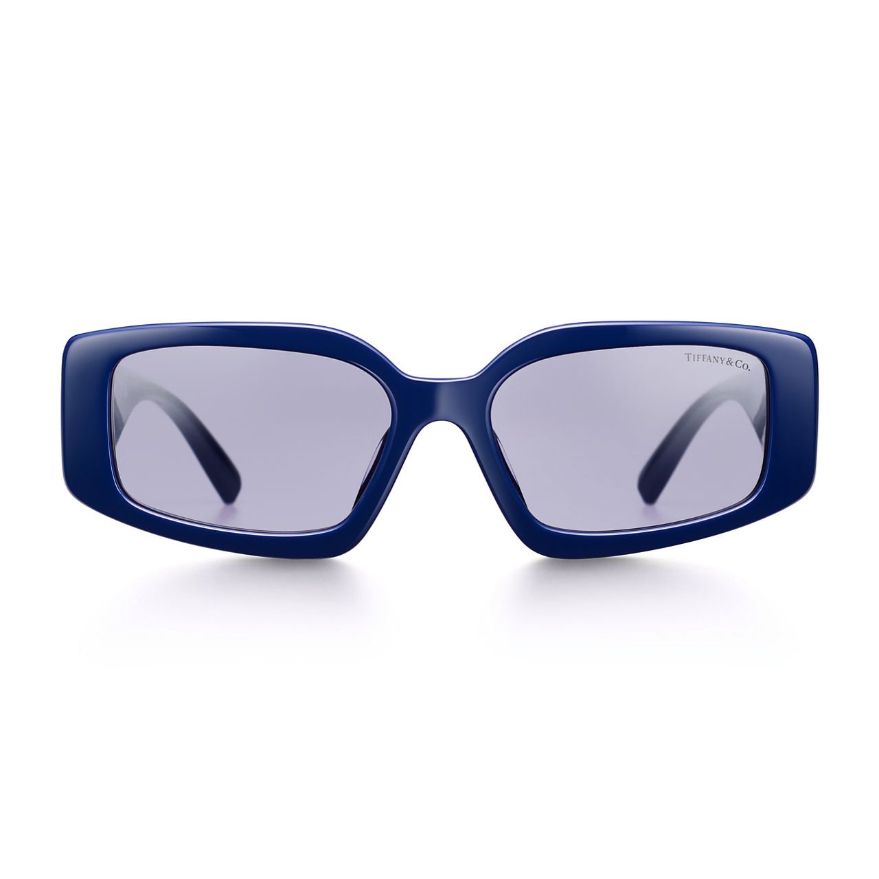 Gafas de sol en acetato azul oscuro con cristales de espejo de color violeta