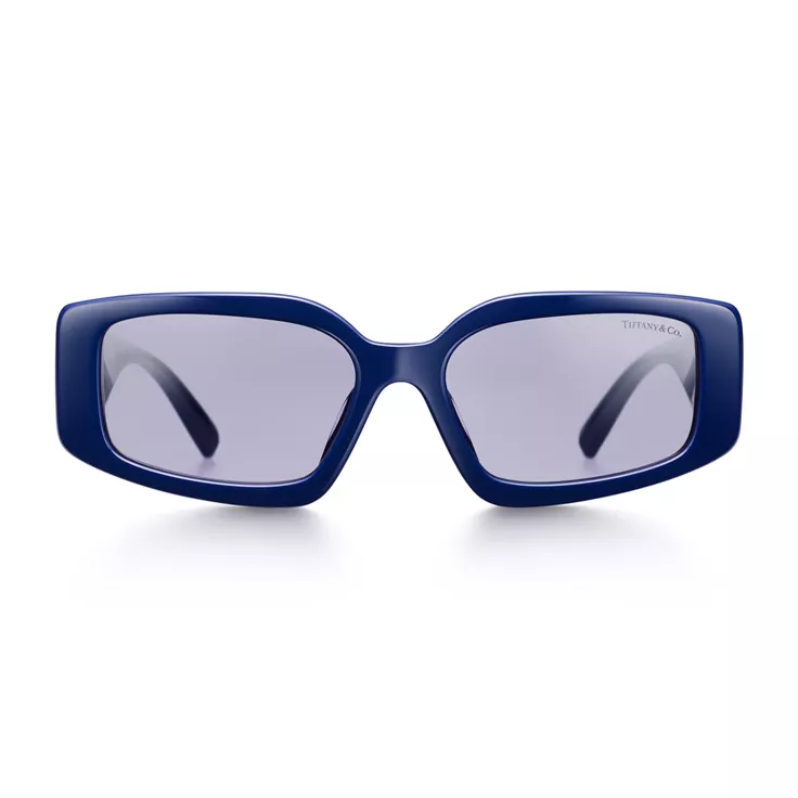 Tiffany HardWear:Sunglasses in Dark Blue Acetate with Violet Mirrored Lenses, 1