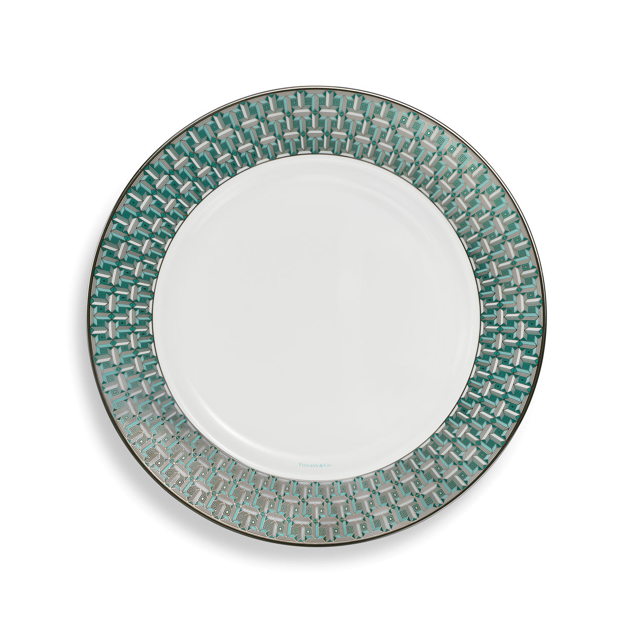 Dinner Plate with a Hand-painted Platinum Rim