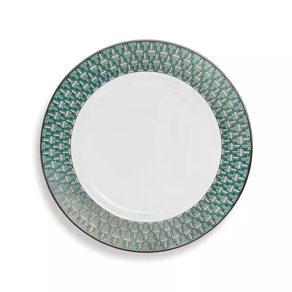 Dinner Plate with a Hand-painted Platinum Rim