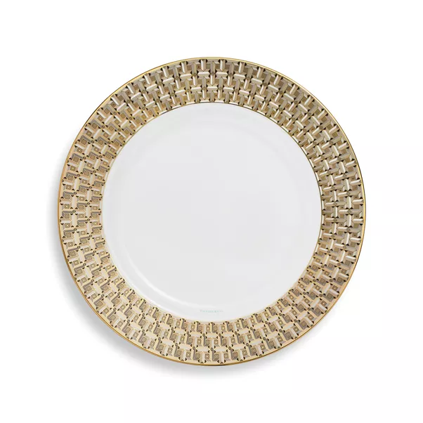Dinner Plate with a Hand-painted Gold Rim
