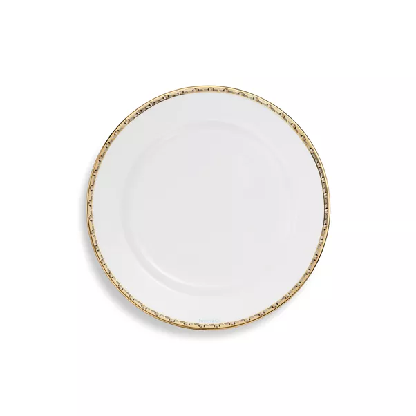 True Dessert Plate with a Hand-painted Gold Rim