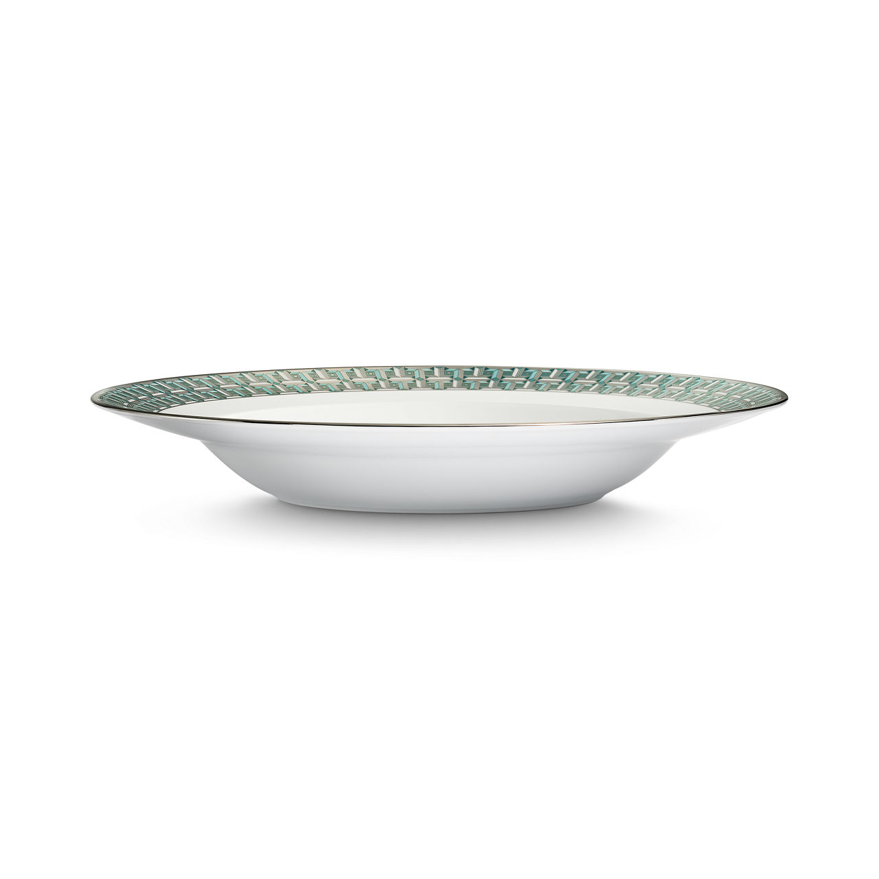 Plato hondo True con borde de platino pintado a mano