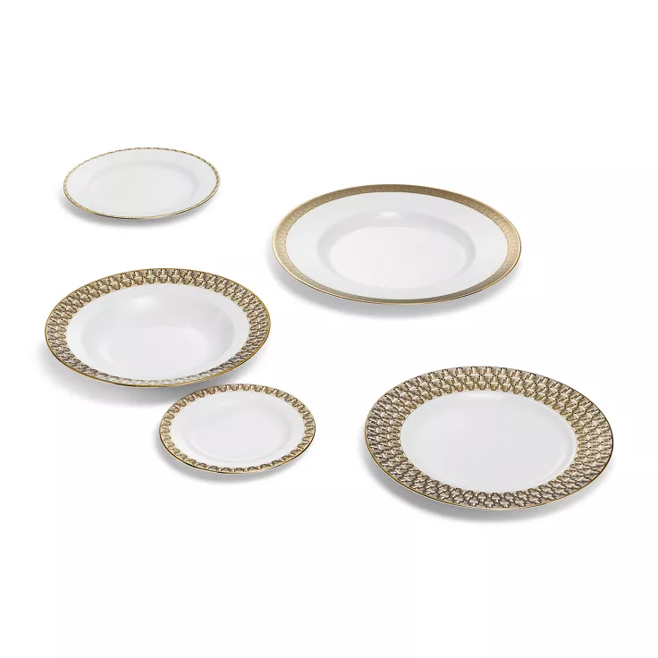 Tiffany T:Plato hondo True con borde de oro pintado a mano, 2